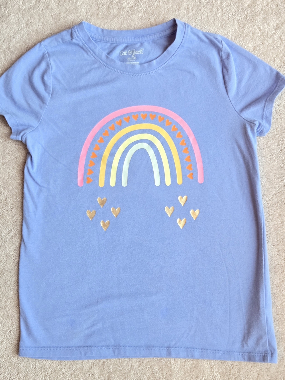 Cat & Jack Light Blue Rainbow Heart Graphic Tee